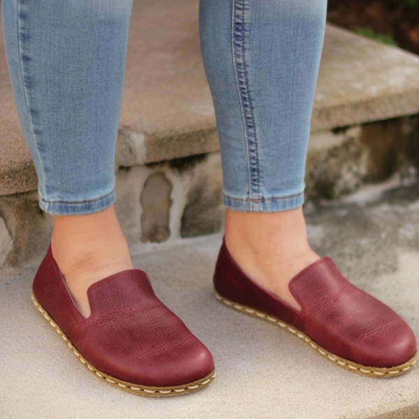 Women-Handmade-Burgundy-Barefoot-Loafers