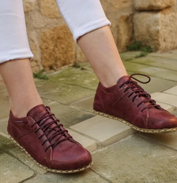 Women-Handmade-Burgundy-Barefoot-Sneakers