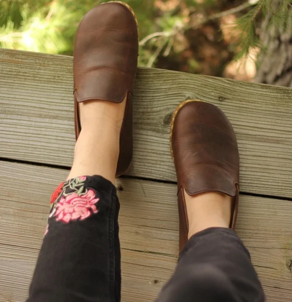 Women-Handmade-Coffee-Brown-Barefoot-Loafers