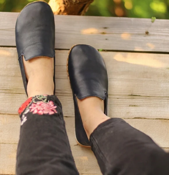 Women-Handmade-Dark-Blue-Barefoot-Loafers