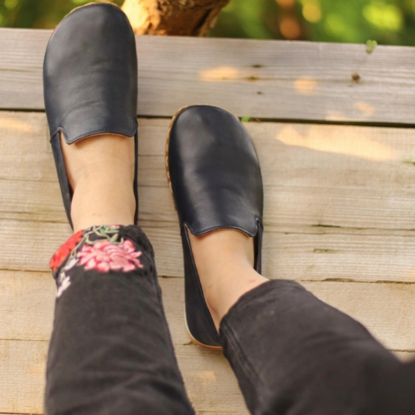 Women-Handmade-Dark-Blue-Barefoot-Loafers