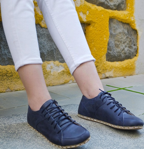 Women-Handmade-Dark-Blue-Barefoot-Sneakers