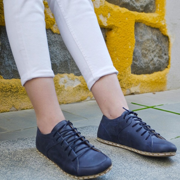 Women-Handmade-Dark-Blue-Barefoot-Sneakers