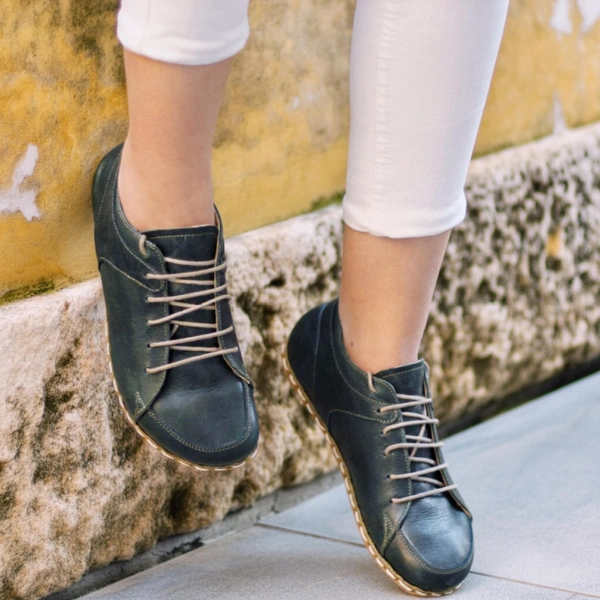 Women-Handmade-Dark-Green-Barefoot-Sneakers