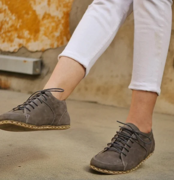 Women-Handmade-Gray-Nubuck-Barefoot-Sneakers