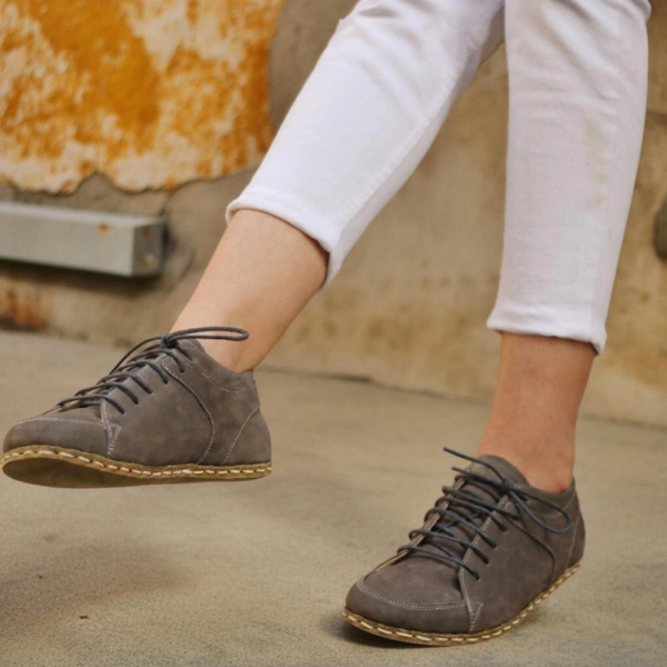 Women-Handmade-Gray-Nubuck-Barefoot-Sneakers