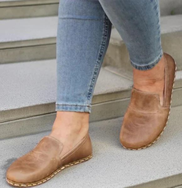 Women-Handmade-Light-Brown-Barefoot-Loafers
