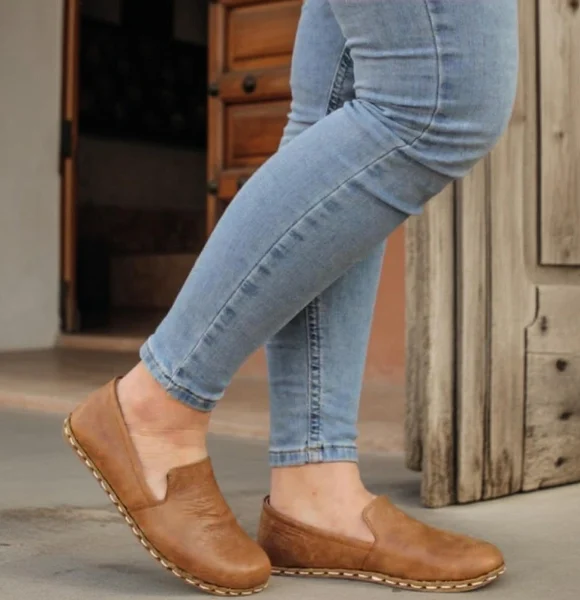 Women-Handmade-Matte-Brown-Barefoot-Loafers
