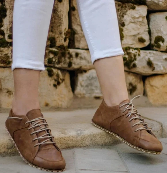Women-Handmade-Matte-Brown-Barefoot-Sneakers