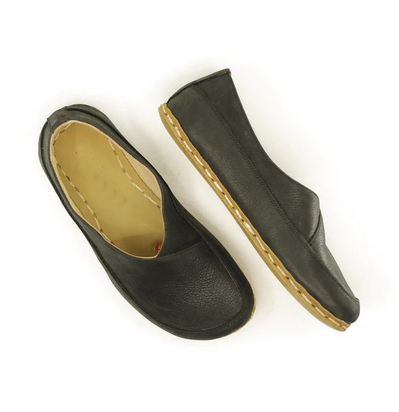 Handmade Women Black Barefoot Flat Shoes