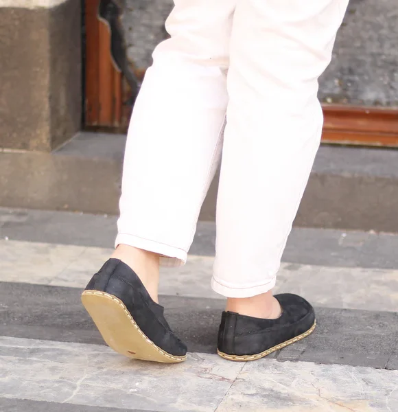 Handmade Women Black Barefoot Flat Shoes