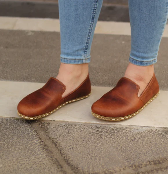 Handmade Women Brown Barefoot Loafers