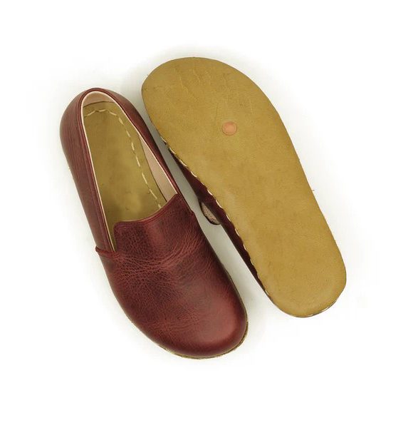 Handmade Women Burgundy Barefoot Loafers