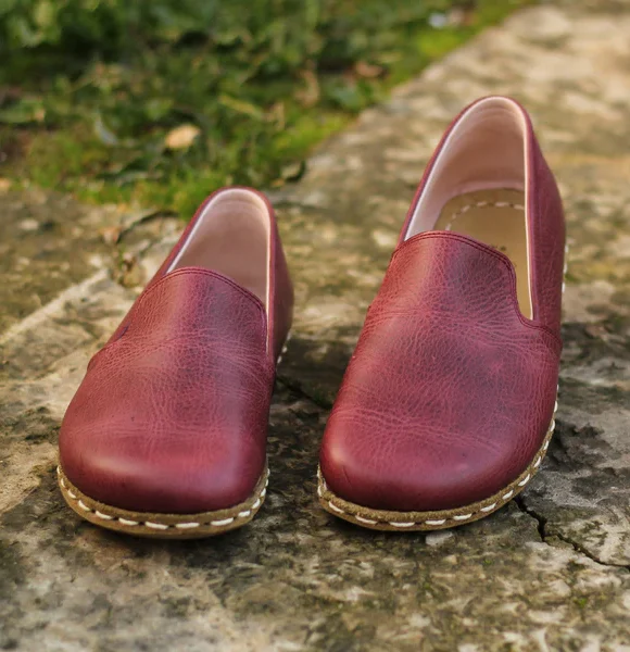 Handmade Women Burgundy Barefoot Loafers