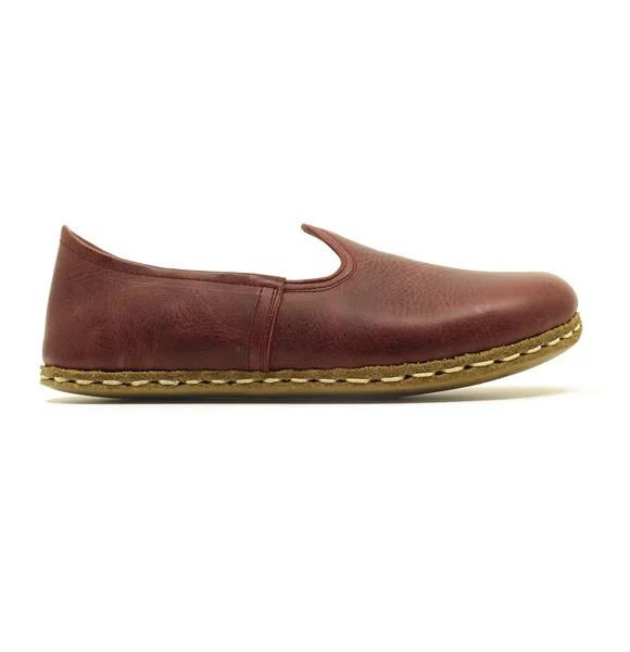 Handmade Women Burgundy Turkish Slip On Shoes