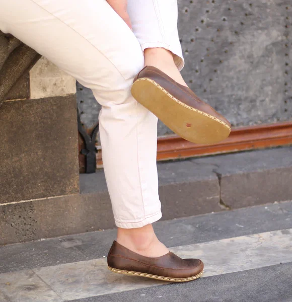 Handmade Women Coffee Brown Barefoot Flat Shoes