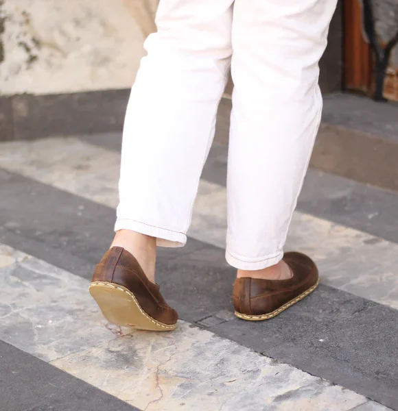 Handmade Women Coffee Brown Barefoot Flat Shoes