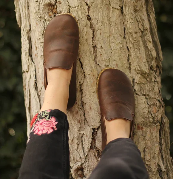 Handmade Women Coffee Brown Barefoot Loafers