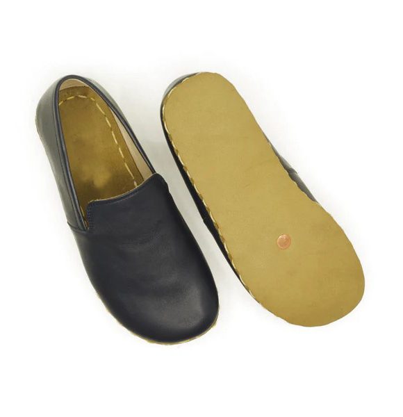 Handmade Women Dark Blue Barefoot Loafers