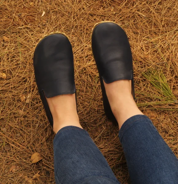 Handmade Women Dark Blue Barefoot Loafers