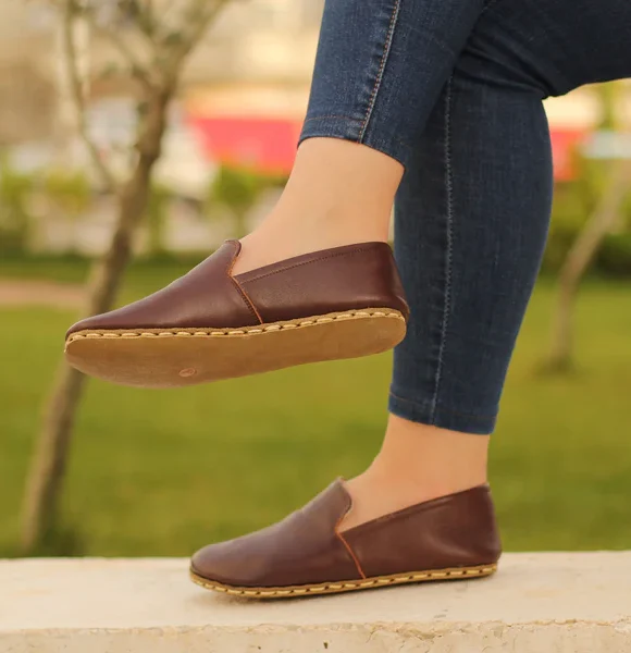 Handmade Women Dark Brown Barefoot Loafers