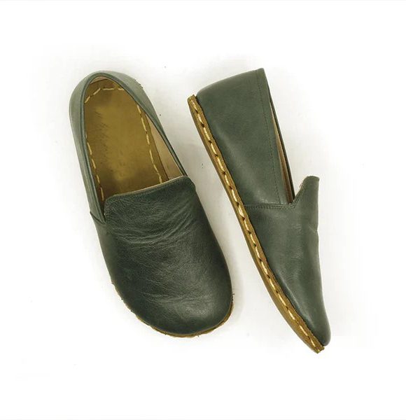 Handmade Women Dark Green Barefoot Loafers