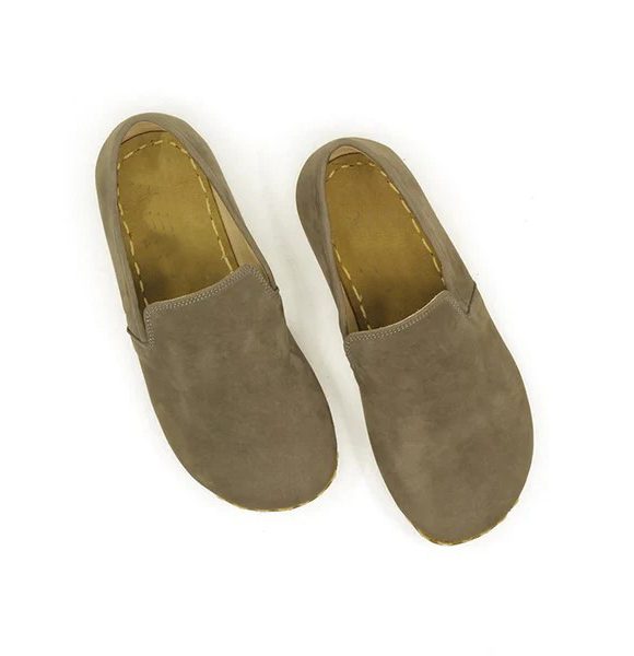 Handmade Women Gray Nubuck Barefoot Loafers