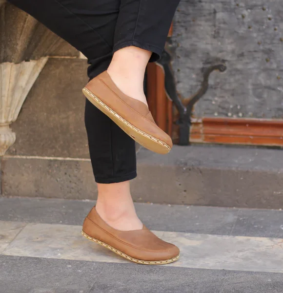 Women Handmade Matte Brown Barefoot Flat Shoes