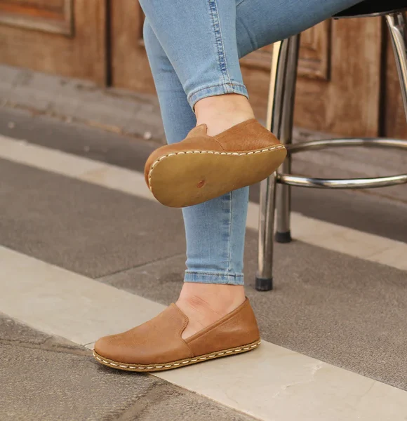 Handmade Women Matte Brown Barefoot Loafers