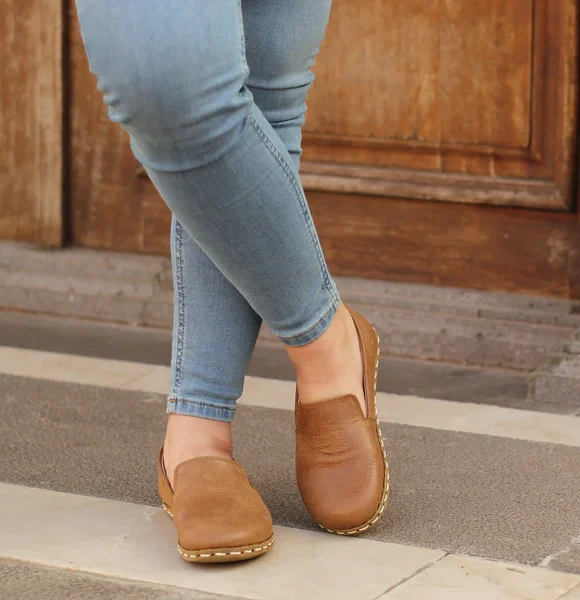 Handmade Women Matte Brown Barefoot Loafers