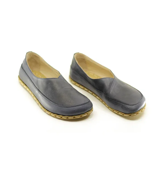 Women Handmade Navy Blue Barefoot Flat Shoes