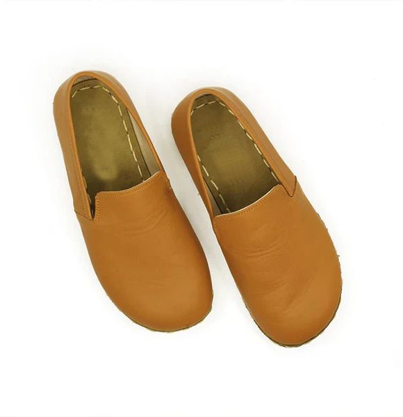 Handmade Women Orange Barefoot Loafers