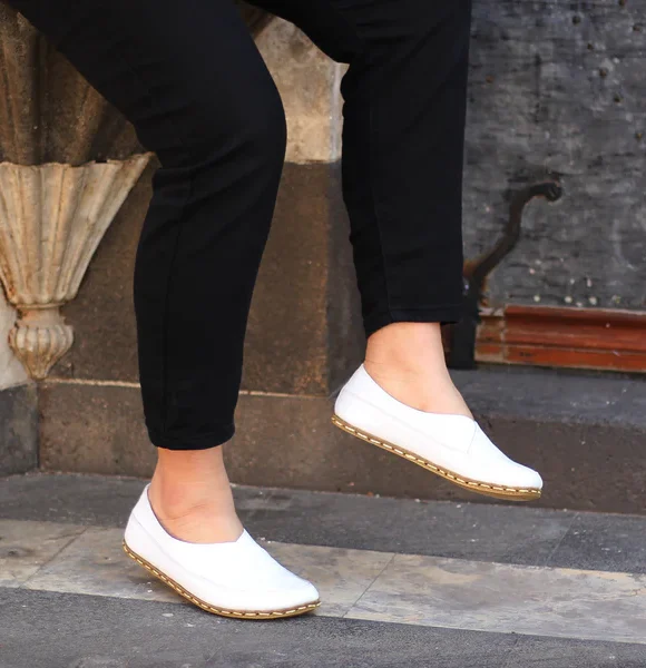 Women Handmade White Barefoot Flat Shoes