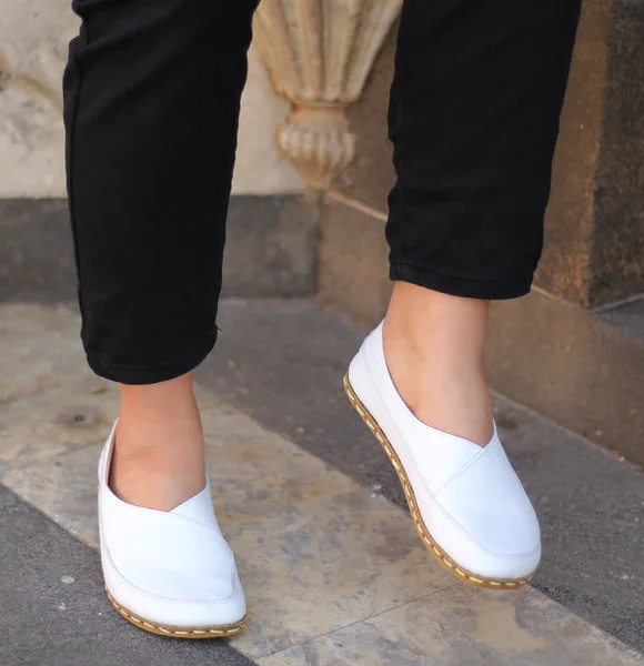 Women Handmade White Barefoot Flat Shoes