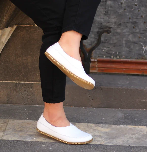 Women Handmade White Barefoot Flat Shoes