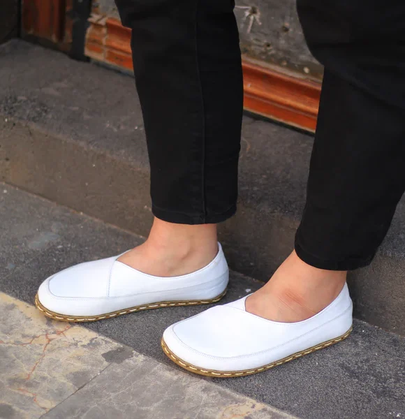 Women Handmade White Barefoot Flat Shoes - minimalist shoes womens