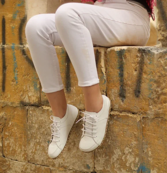 Handmade Women White Barefoot Sneakers