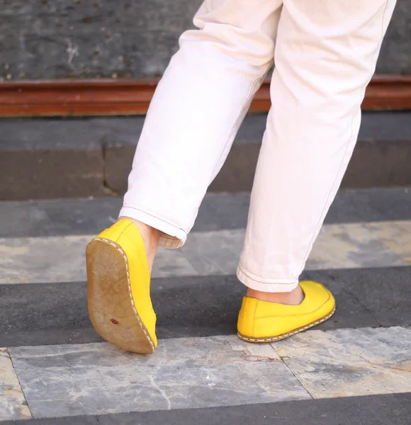 Women Handmade Yellow Barefoot Flat Shoes