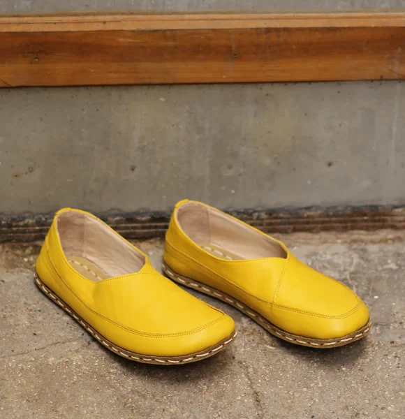 Women Handmade Yellow Barefoot Flat Shoes