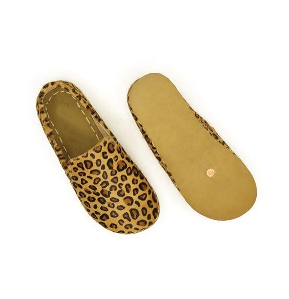 Handmade Women Yellow Leopard Print Barefoot Loafers