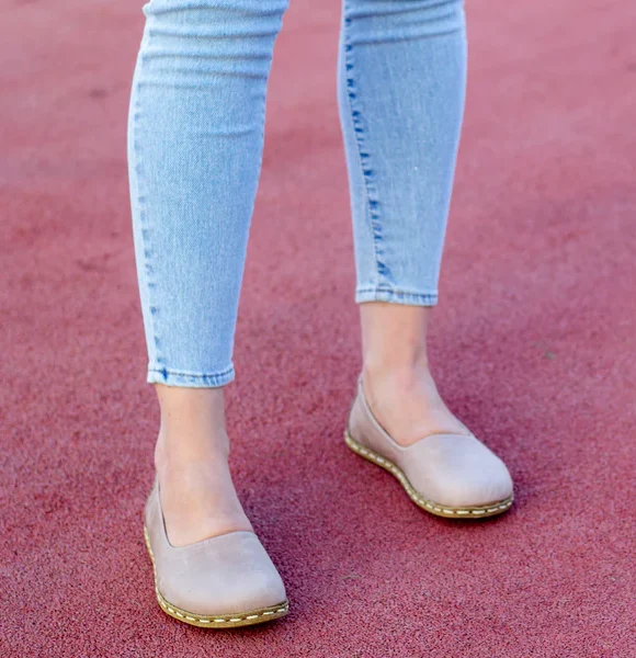 Handmade Women Beige Barefoot Ballet Flats