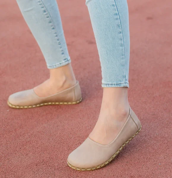 Handmade Women Beige Barefoot Ballet Flats