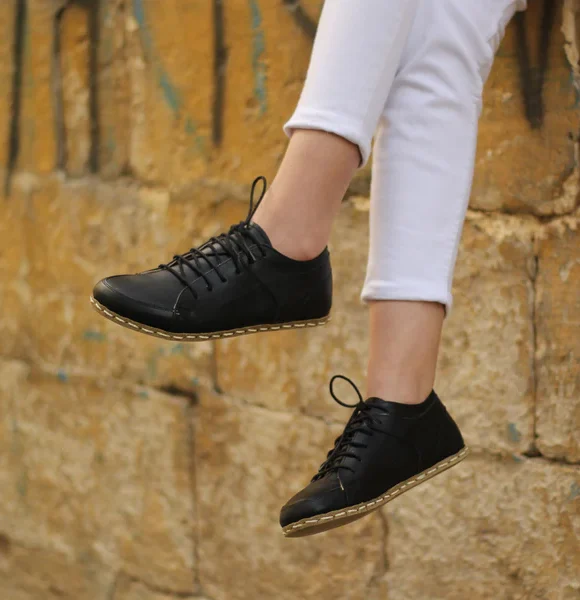 Women Handmade Black Barefoot Sneakers