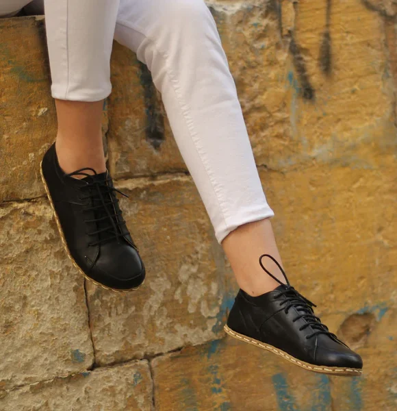 Women Handmade Black Barefoot Sneakers