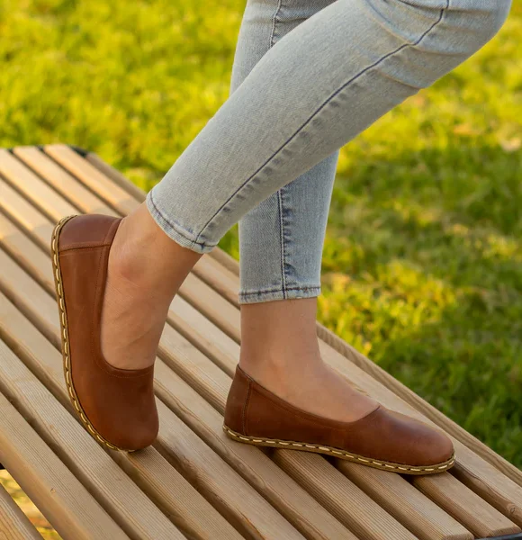 Handmade Women Brown Barefoot Ballet Flats