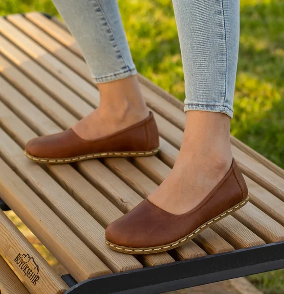 Handmade Women Brown Barefoot Ballet Flats