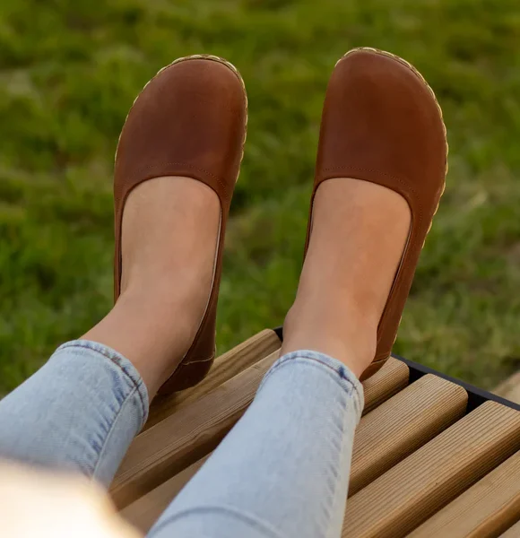 Handmade Women Brown Barefoot Ballet Flats