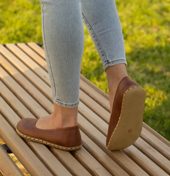 Handmade Women Brown Barefoot Ballet Flats