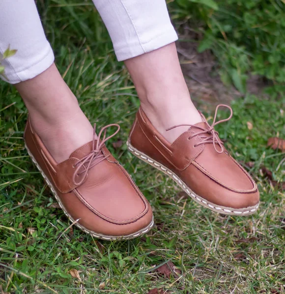 Women Handmade Brown Barefoot Boat Shoes