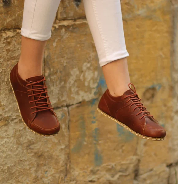 Women Handmade Brown Barefoot Sneakers